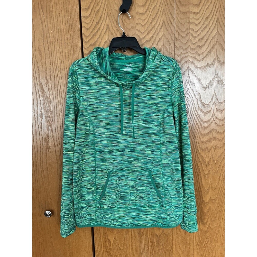 Exertek Green Pullover Hooded Sweatshirt Thumb Holes Kangaroo Pouch Women's XL